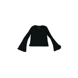 Anthropologie Women's Bell Sleeve Knit Top Black Size L Casual Blouse